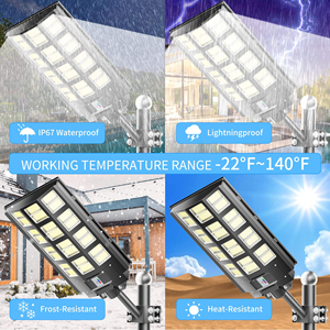 โคมไฟถนนโซลาร์เซลล์กลางแจ้ง 1000w 500w 300w แบบรวมพลังงาน กันน้ำ ไฟ LED ออลอินวัน - Product Image 4