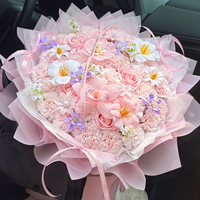 Bouquet de fleurs en savon pour la Saint-Valentin, cadeau pour elle, roses artificielles colorées et brillantes, cadeau d'anniversaire, art moderne