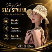 Topi Wanita Musim Panas Model Bucket Bahan Kertas dengan Sablon Sutra, Pinggiran Lebar Berongga, Pelindung Sinar Matahari untuk Pantai, Perjalanan, dan Aktivitas Luar Ruangan