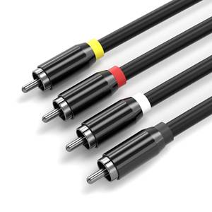 <b>Car</b> Subwoofer <b>Amplifier</b> RCA Cable Black Metal Connector Audio Cable, Stable Signal Transmission - Product Image 1