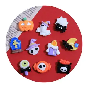 Hot Selling Cartoon Halloween Dekorationen 3D Kürbis Flat Back Harz handgemachten Charme DIY niedlichen Geister Schmuck