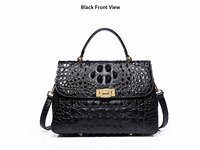 Pochette de mode pour femme en cuir véritable gaufré façon alligator, en cuir de vachette pleine fleur, imperméable en PVC, avec fermeture éclair et fermoir à chaîne, portable