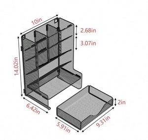 <b>Desk</b> Organizer with Drawer Office Supplies Accessories Storage Caddy Hanging <b>Wall</b> Shelf Metal Mesh 9 Compartments Pencil Holder - Product Image 3