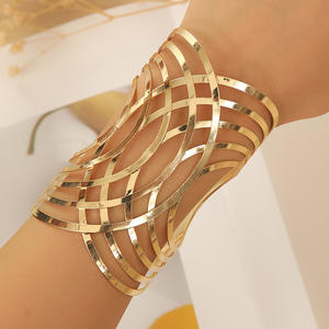 Nouveauté Bijoux fantaisie pour femmes, <span class=keywords><strong>Bracelet</strong></span> jonc plaqué or, style vintage, motif floral imposant - Product Image 1