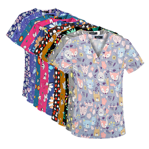 Unisex Frauen Medical Scrub Tops Baumwolle Stretchy Scrub Tops Medizinische Uniformen Gedruckte Peelings Top Großhandel - Product Image 5