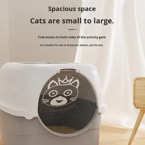 Extra große, vollständig geschlossene Katzen toilette Desodor ie rende und spritzwasser geschützte Plastik toilette mit Sand Kitten Cat Supplies - Product Image 3