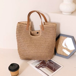 Sac fourre-tout de plage en paille tressée à <span class=keywords><strong>la</strong></span> main pour femme, grand sac décontracté d'été en paille, sac à bandoulière pour <span class=keywords><strong>la</strong></span> plage - Product Image 2