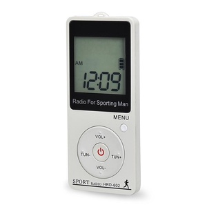 Mini radio AM FM portable rechargeable, réglage numérique stéréo bleu, avec écouteurs, lecteur MP3 pour la course à pied - Product Image 2