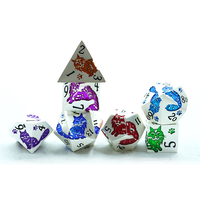Jeu de dés en métal de qualité supérieure en alliage de zinc, design chat, dés polyédriques robustes pour jeux de table professionnels