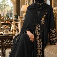 Ensemble de 3 pièces de luxe de Dubaï, robes à perles, robe extérieure, robe intérieure, hijab, abaya élégante à manches longues en mousseline, tenue de soirée pour l'Aïd, femmes musulmanes