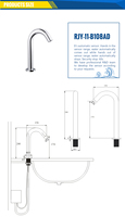 Lavabo mural moderne chromé intelligent à capteur automatique sans contact, monotrou, pour salle de bain, à économie d'eau