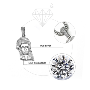 قلادة هيب هوب للرجال بحجر الموزانيت من الفضة عيار 925، قلادة يسوع بطول 22 بوصة - Product Image 6