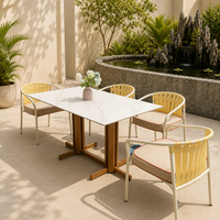 Ensemble de table rectangulaire et de chaises de salle à manger en aluminium pour patio moderne, design unique en sangle, chaise de jardin pour usage extérieur, pour cour, villa