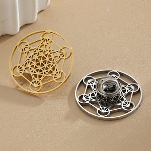 Broche amulette hexagramme <span class=keywords><strong>de</strong></span> l'archange Métablète en acier inoxydable, découpe laser géométrique, finition polie, motif filigrané, Yiwu Aceon - Product Image 2