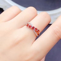 Factory Wholesale 925 Sterling Silver Natural Garnet Ring Simple Stylish Birthday Party Engagement Anniversary Gift OEM ODM