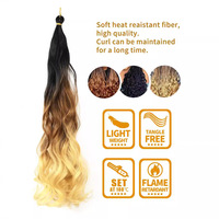 Queue de cheval ondulée française de 24 pouces, extension de cheveux synthétiques en soie haute température, double trame, 150g