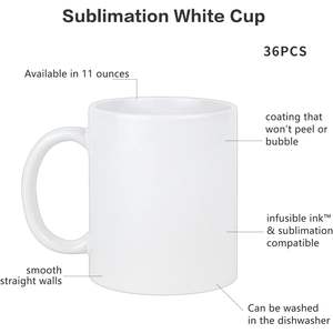 Tazas Blancas Lisas para Sublimación, para Café, Chocolate Caliente, Tazas de Cerámica, Chocolate Caliente, Juego de Tazas, Paquete de Regalo de 36, 11 oz - Product Image 6