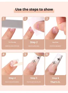 Ongles à presser en amande rose nude 3D avec paillettes, style <span class=keywords><strong>French</strong></span> Manucure, haute qualité, réutilisables, 24 pièces, longue durée - Product Image 5