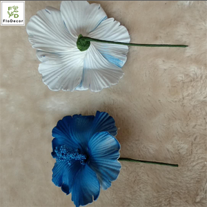 Têtes de fleurs artificielles Hibiscus Rosa pour bricolage Clip de couronne Décoration d'hôtel de mariage Arrangement floral - Product Image 6