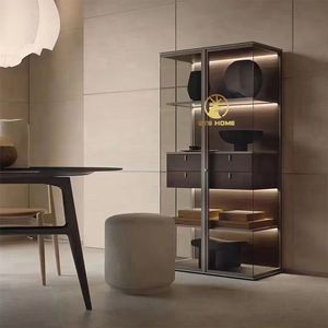 Light Luxury Glass Wine Cabinet Modern High End Aircraft Curio European Wing Aluminum <b>Storage</b> Sideboard Sts3010 Light Luxury - Product Image 3