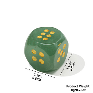 Cube poli dés à la main sculpté cristal pierre précieuse dés 6 faces or écriture pour les <span class=keywords><strong>jeux</strong></span> - Product Image 5