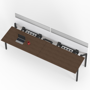 Poste de travail modulaire pour 2 personnes <span class=keywords><strong>avec</strong></span> <span class=keywords><strong>plateau</strong></span> <span class=keywords><strong>coulissant</strong></span> pour câbles et panneau de confidentialité arrière - Product Image 1