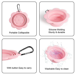 Bol de mangeoire pour chien pliable pour voyage bol d'alimentation pliable pour animal de compagnie bol de voyage pour chien en silicone avec mousqueton pour la randonnée - Product Image 5