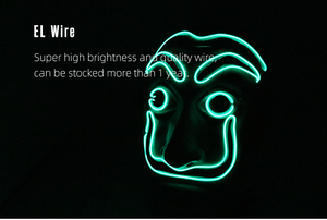 Los adultos de luz de neón en EL alambre de máscara vestido espeluznante purga Halloween de miedo - Product Image 5