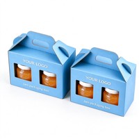 Matt Laminierte Luxus-Geschenkbox für Zwei Flaschen mit Griff und Fenster zum Einfachen Tragen und Präsentieren von Saucen und Marmeladen