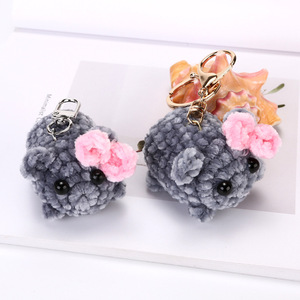 Handmade số lượng lớn làm sẵn dệt kim buồn âm nhạc <span class=keywords><strong>hamster</strong></span> Keychain Mặt dây chuyền đồ chơi sang trọng mà squeak - Product Image 2