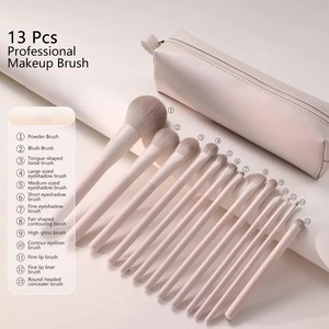Juego de 13 Brochas de Maquillaje Veganas de Pelo Sintético, Color Rosa de Lujo, Marca Privada Personalizada, Brocha de Maquillaje de Alta Calidad con Bolsa <span class=keywords><strong>para</strong></span> Ojos y Rostro - Product Image 5