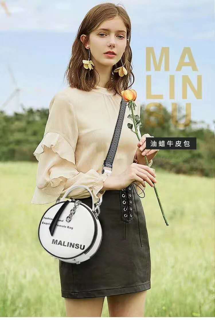 Real Leather Round Design Fashion Crossbody Women 2020 Trendy Vintage Handbag Soft Leather Female  Crossbody Bags