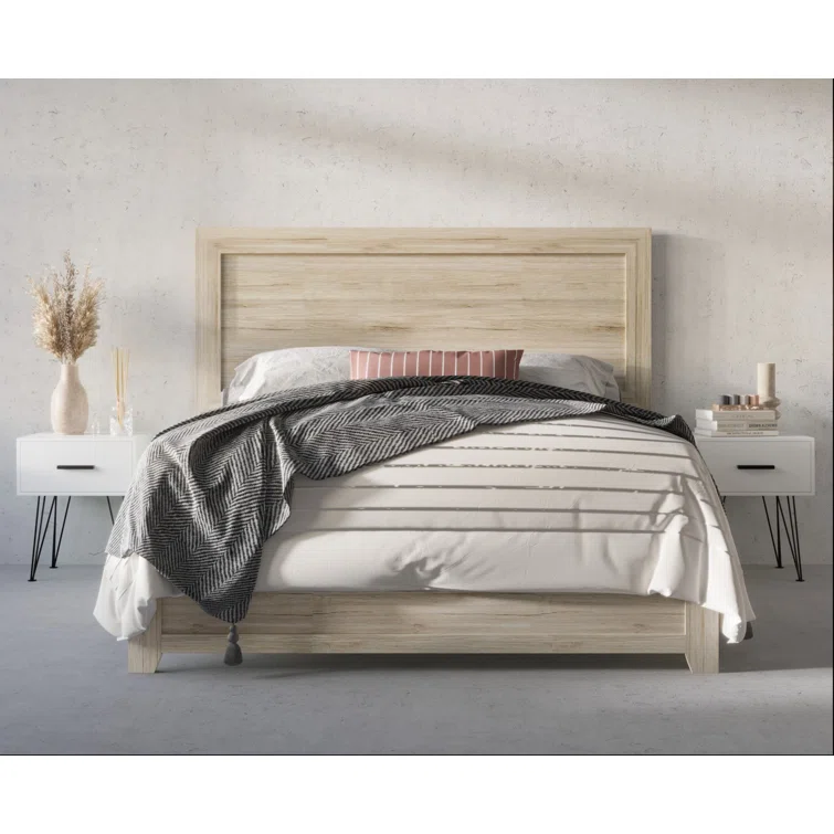 2023 High Quality Simple Modern Oak Solid Wood Economical Bedroom Furniture King Queen Size Bedding With Headboard