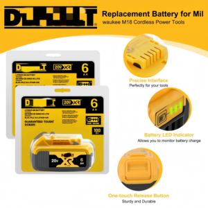 DeWalt 전동 공구용 6.0Ah 20V 리튬 이온 배터리, 내구성 및 고속 충전 호환 배터리 - Product Image 3