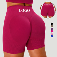 Shorts de yoga sans couture taille haute pour femmes, grande taille, personnalisés, avec compression et effet froncé, respirants, pour la course et le fitness