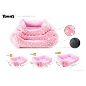 Set di 3 Pezzi in Velluto di Cotone Jacquard a Pois e Velluto Artico Rosa Carne per Cucce per Animali Domestici - Product Image 1