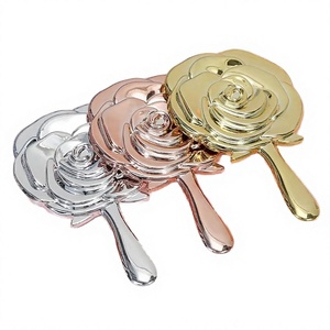 Espejo de Maquillaje de Mano con Forma de Rosa, Acrílico Electrochapado, Espejo de Mano de Una Sola Cara, Espejo Cosmético de Vidrio Transparente para Salón de Belleza, Spa, Vanidad - Product Image 3