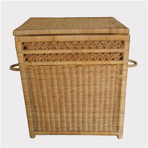 Natural Brown Rustic Surface <b>Large</b> Woven <b>Wicker</b> Hamper with Accent Lid Factory Direct Coastal Kitchen Storage <b>Baskets</b> - Product Image 5