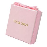 Emballage cadeau en papier rose de luxe sur mesure en gros, boîte à bijoux en papier rigide et sac en papier avec ruban pour bijoux