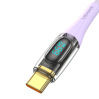 Kabel Pengisi Daya USB C Kuat USAMS Layar LED 1.2M 2M 20W PD Tipe-C Pengisi Daya Cepat Kabel Data untuk iPhone