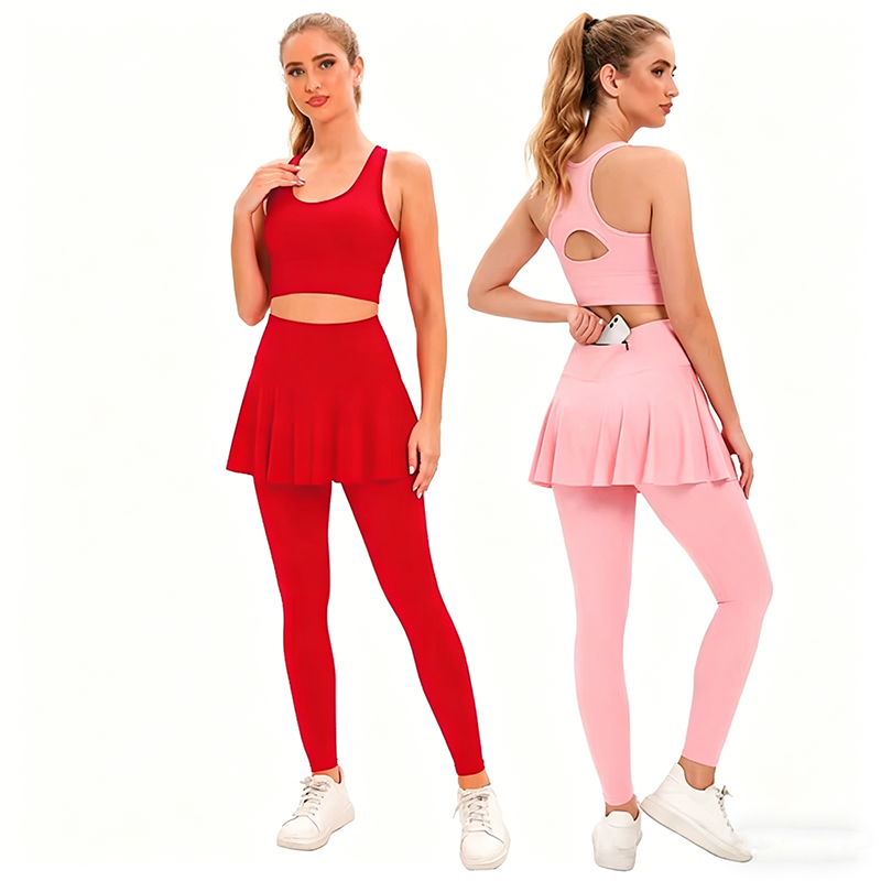 2026 Spring/Summer Solid Women's Yoga Suit 2-Piece Set Outdoor Running Sports Fitness Vest Quick-Drying High-Waisted Shark Waist