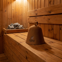Chapeau de sauna en feutre de laine mérinos 100% écologique avec logo personnalisé, résistant à la chaleur, pour femmes et hommes, accessoires pour salle de bain et hammam