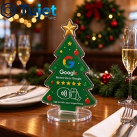 Support d'affichage en acrylique en forme de sapin de Noël avec puce NTAG213 pour avis Google NFC 13,56 MHz – Tapper pour laisser un avis client