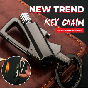 Briquet multifonctionnel en métal avec porte-clés, ouvre-bouteille de bière, accessoires de fumeur portables pour l'extérieur, briquet à cigarette au kérosène pour hommes - Product Image 4