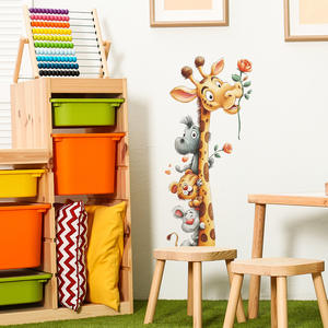 Adesivi Murali Creativi con Animali, Giraffa, Tigre, <span class=keywords><strong>Topo</strong></span> con Fiori, Adesivi 3D in PVC per Camerette dei Bambini - Product Image 1