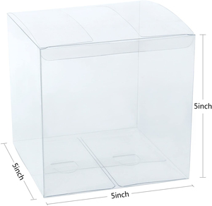 25 Packs 5"L x 5"W x 5"H Clear Transparent Candy Wedding Party Baby Shower Favors Macaron Cupcake Foldable PET Plastic Gift Box