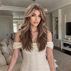 วิกผมผู้หญิง<span class=keywords><strong>แบบ</strong></span>เต็มศีรษะ ผลิตด้วยเครื่องจักร ไฮไลท์<span class=keywords><strong>แบบ</strong></span>ไล่ระดับสีทอง แฟชั่น<span class=keywords><strong>ผม</strong></span>ยาวหยิกสไตล์ยุโรปอเมริกัน - Product Image 2