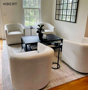 Sillón de comedor de tela con brazo Aurelie moderno personalizado de fábrica WBERT, muebles de madera de estilo norteamericano - Product Image 5