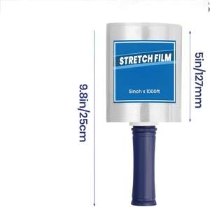 Film étirable transparent mini en PEHD de qualité alimentaire Huamaohengchun, 80 gauge, rouleau de 5 po x 1000 pi, durable, auto-adhésif, usage industriel - Product Image 1