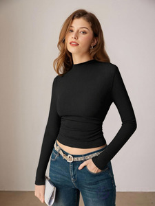Haut de <span class=keywords><strong>sport</strong></span> pour <span class=keywords><strong>femme</strong></span> à manches longues, col rond, élastique, ajusté, pour le yoga, la course à pied, l'entraînement, la remise en forme, avec poche latérale, respirant, écologique - Product Image 2
